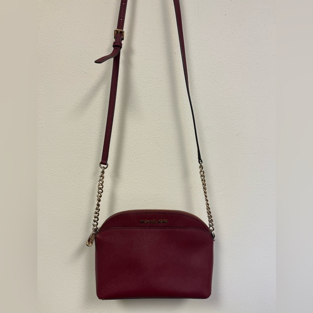 Michael Kors Cindy Saffiano Leather Crossbody Bag Burgundy - Picture 3 of 14